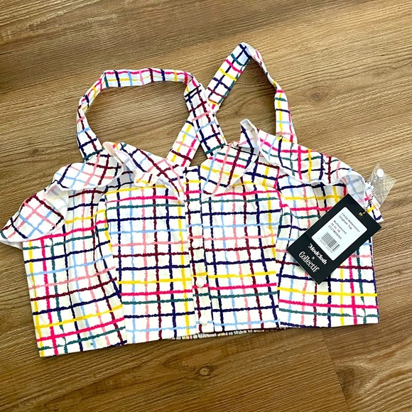ModCloth x Collectif Emilia Watercolor Multicolored Gingham Crop Top - Picture 1 of 10